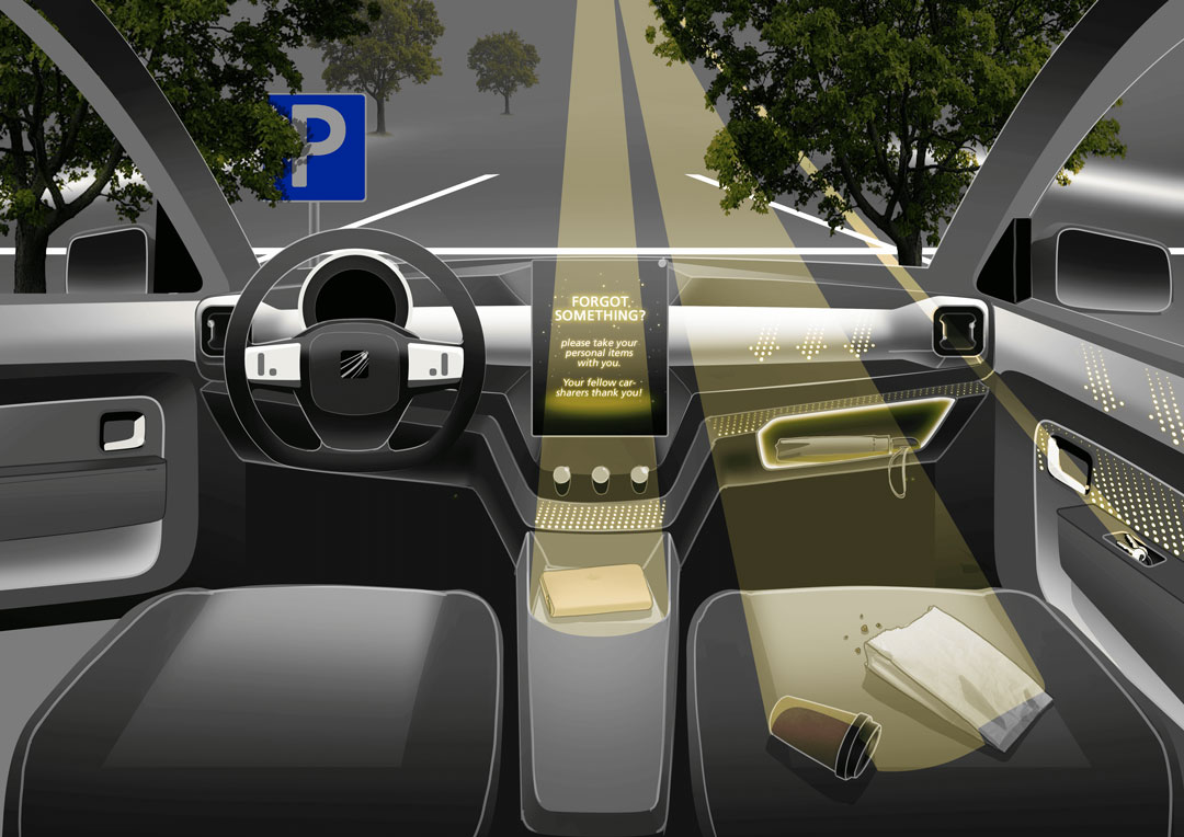 Abbildung 4: Licht und Farbe für die Personalisierung in Sharing-Fahrzeugen. (© Fraunhofer IAO)